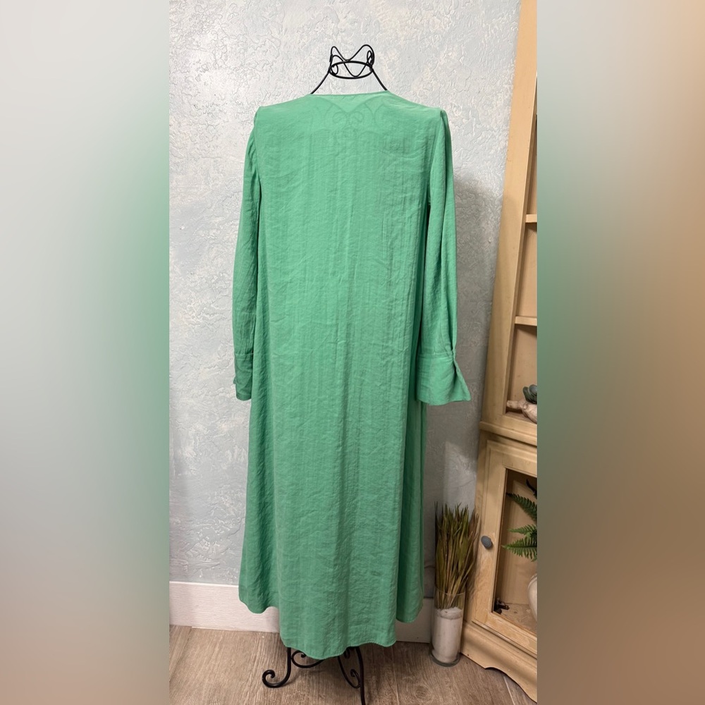 ZARA  GREEN  MAXI caftan  casual dress - Picture 6 of 10